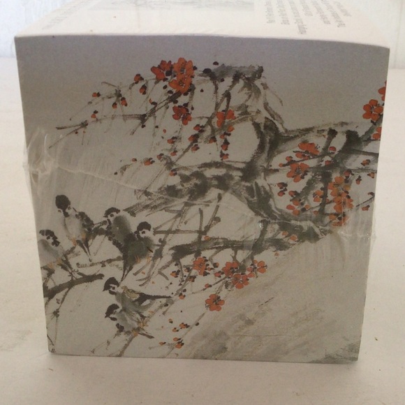 ART INSTITUTE OF CHICAGO REN YI BIRDS ON RED PLUM STICKY NOTE CUBE NWT - Picture 7 of 8